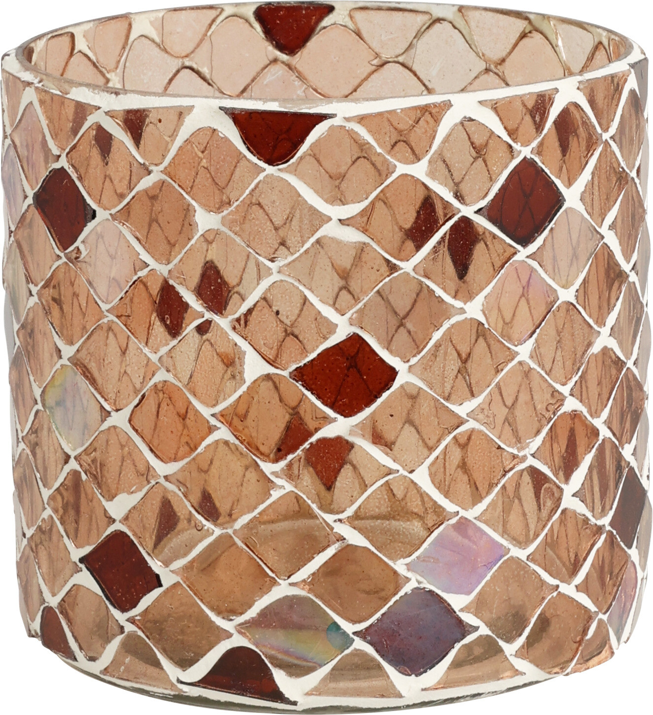 Świecznik szklany mozaika brąz