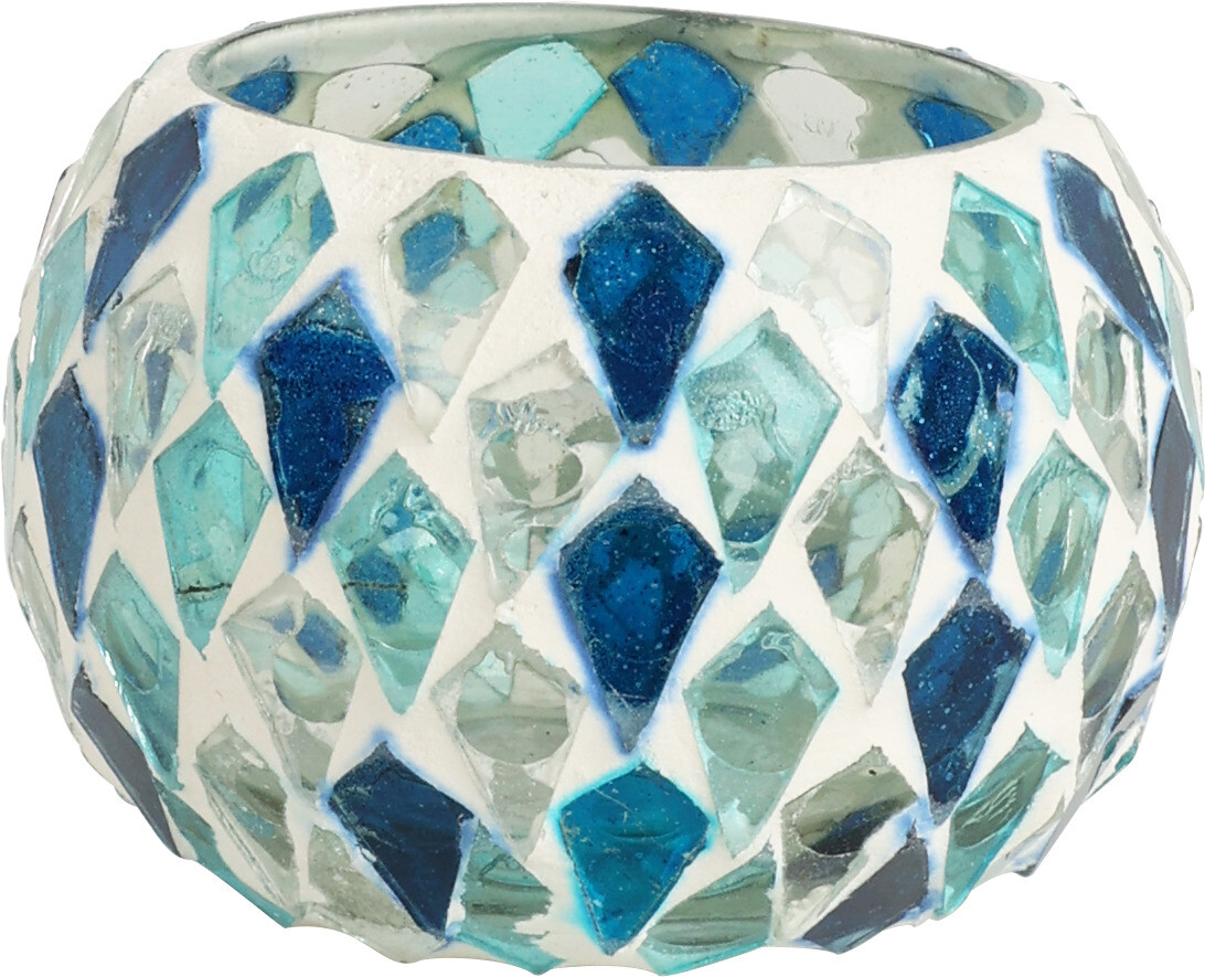 Świecznik szklany mozaika błękit kula
