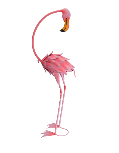 Rzeźba ogrodowa ptak FLAMING różowy metalowy