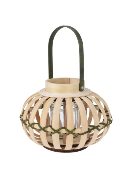 Latarnia bambusowa 17x24 cm – dekoracyjna lampa ogrodowa i do wnętrz, naturalny design