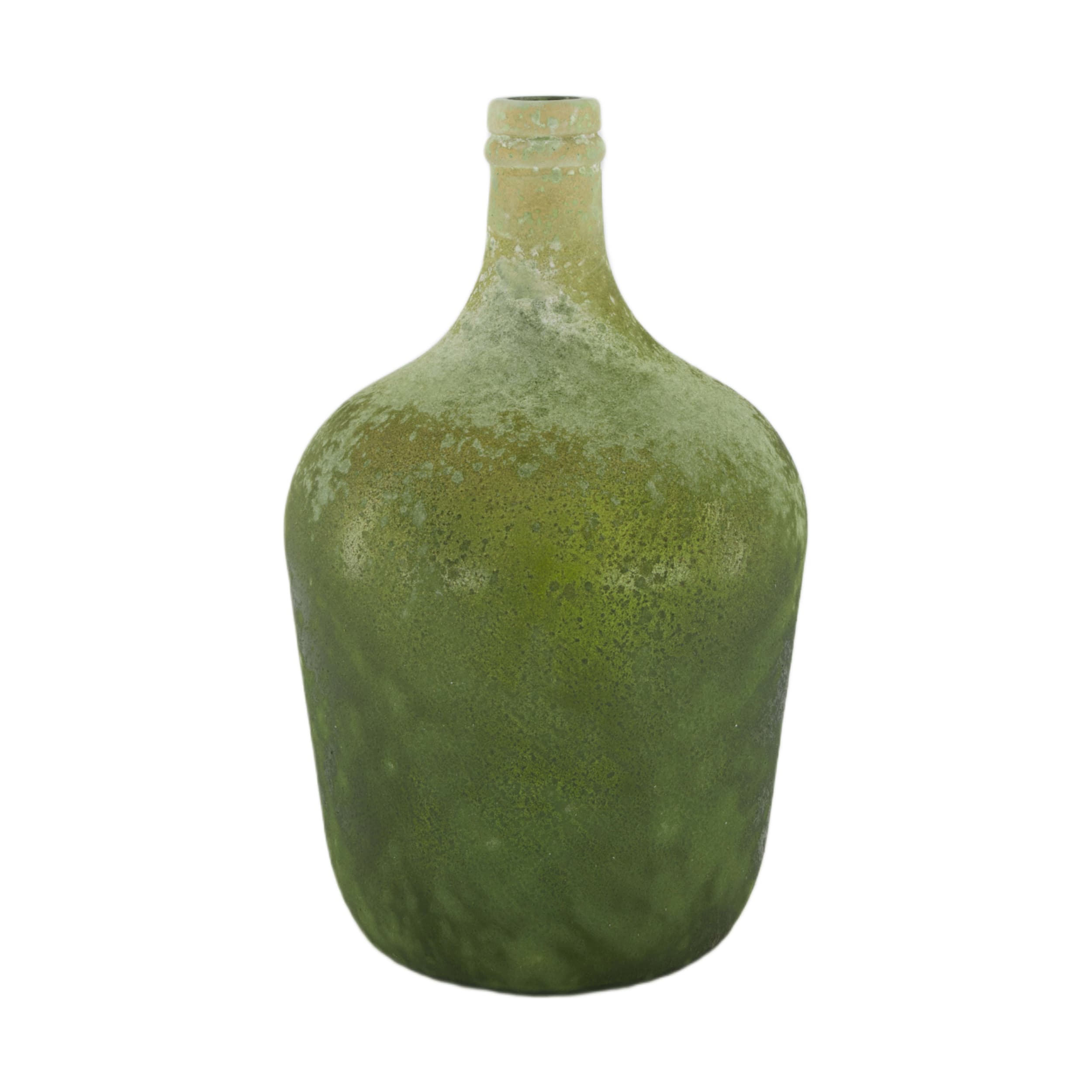 Butelka ze szkła z recyklingu antyczna zieleń Ø18×30 cm