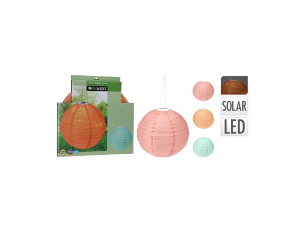 Lampa solarna ogrodowa kula 40 cm – kolorowa papierowa latarnia LED 3 kolory