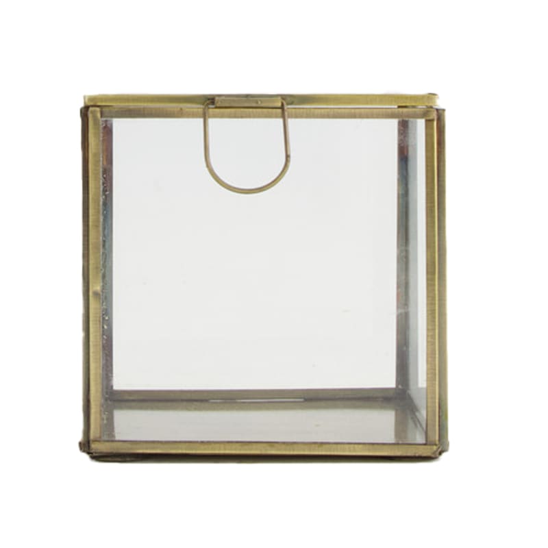 Pudełko metalowe ze szkłem 11x11x11 cm