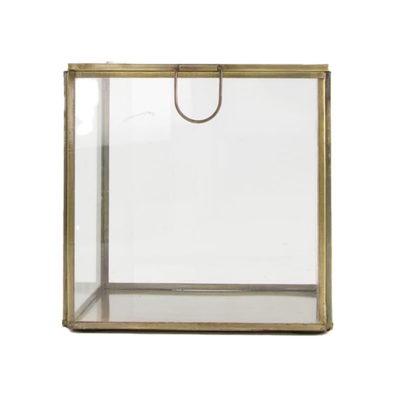 Pudełko metalowe ze szkłem 13.5×13.5×13.5 cm