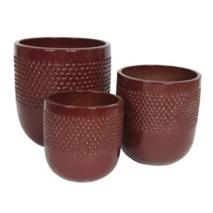 Donica ceramiczna brodowa w kropki na zewnątrz 33×33 cm