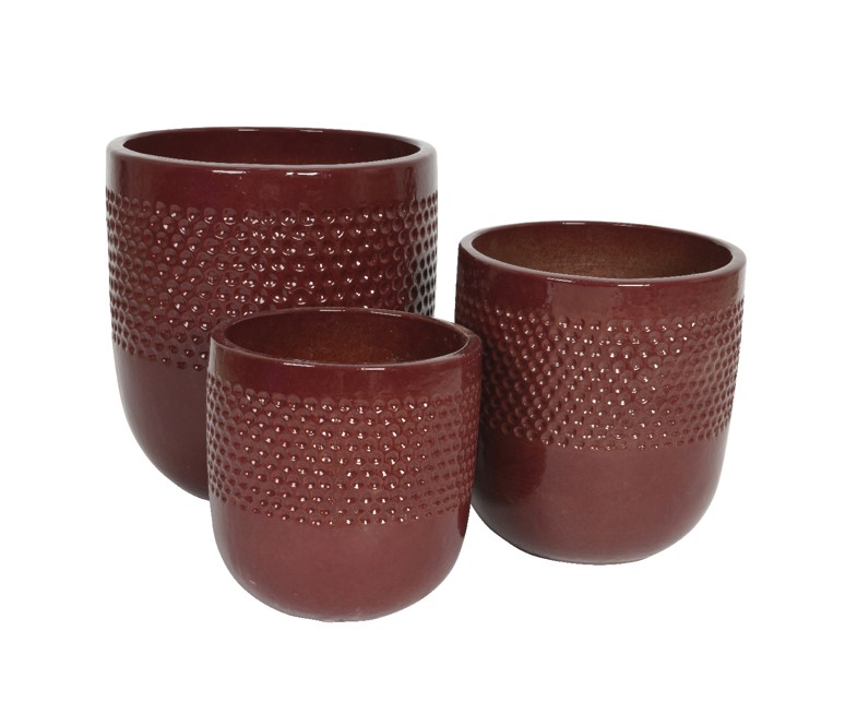 Donica ceramiczna brodowa w kropki na zewnątrz 33x33 cm