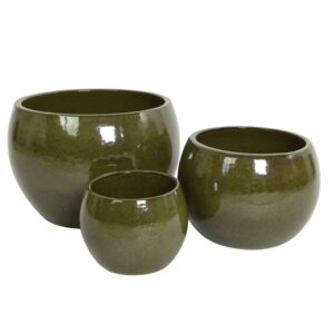 Zewnętrzna donica ceramiczna zielona 30×22 cm