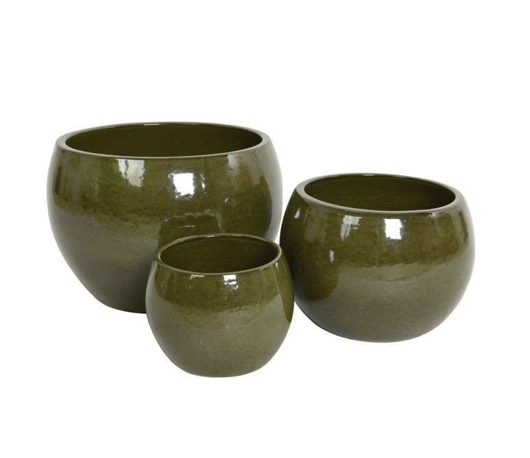 Zewnętrzna donica ceramiczna zielona 30x22 cm