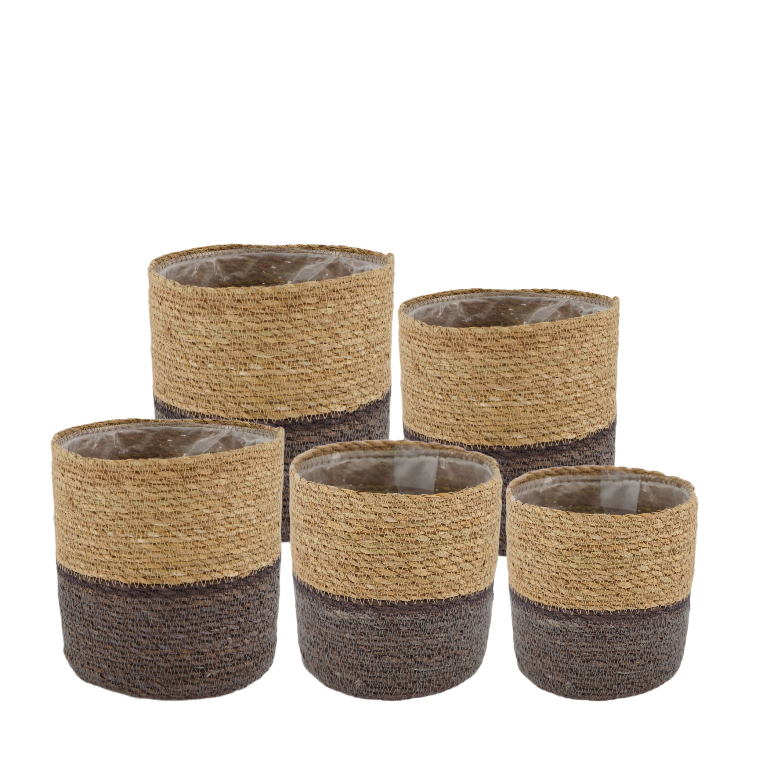 Kosz z trawy morskiej z plastikiem 34x34x32 cm