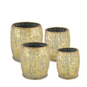 Donica metalowa  złota z plastikiem 18x18x17.5 cm