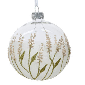 Szklana bombka przezroczysta pióropusze