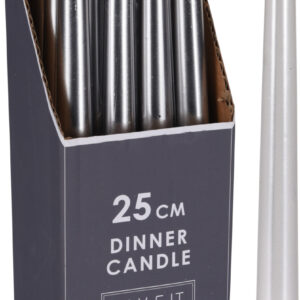 Świeca stożkowa parafinowa srebrna 25cm