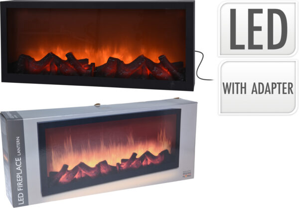 Kominek elektryczny LED 57 × 25 cm – efekt płomienia, nowoczesny, do salonu i sypialni