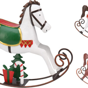 Figurka dekoracyjna metalowy konik na biegunach 34 cm