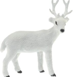 Figurka świąteczna biały Renifer 37 cm