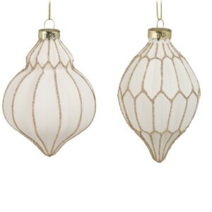 Bombka świąteczna białe złoto 15 cm