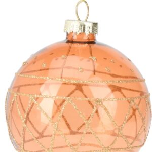 Bombka świąteczna dekorowana brokatem pomarańczowa 8 cm