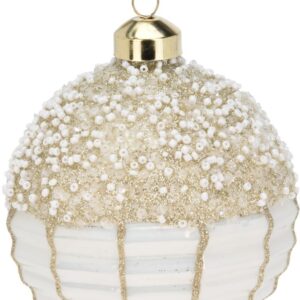 Bombka świąteczna dekorowana ozdobiona złotem 10 cm