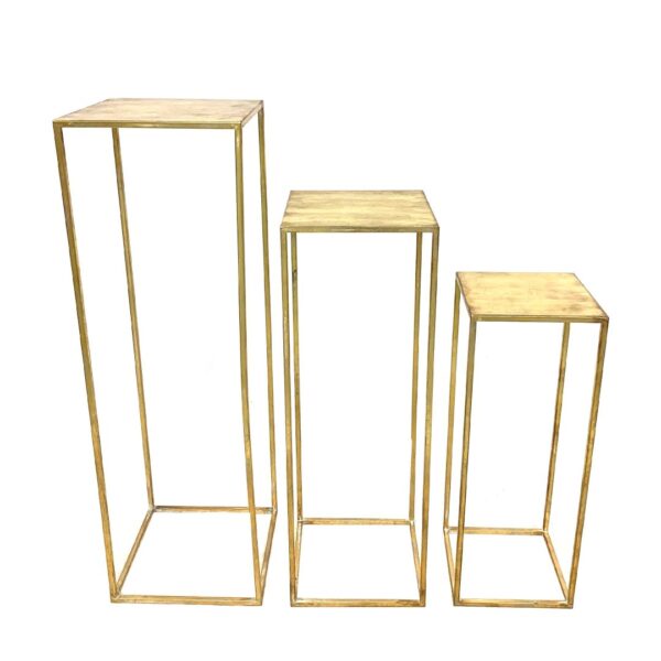 Złoty kwietnik stolik metalowy 33x97 cm