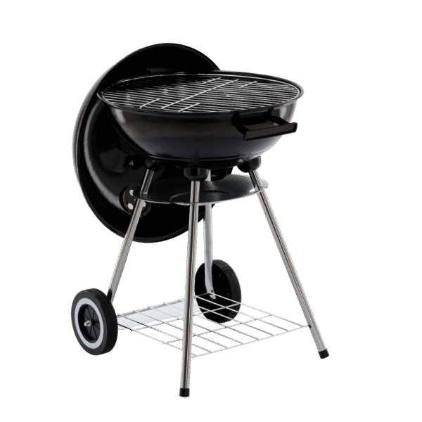 GRILL WĘGLOWY KULISTY Z POKRYWĄ I KÓŁKAMI 46 x 44 x 71 CM