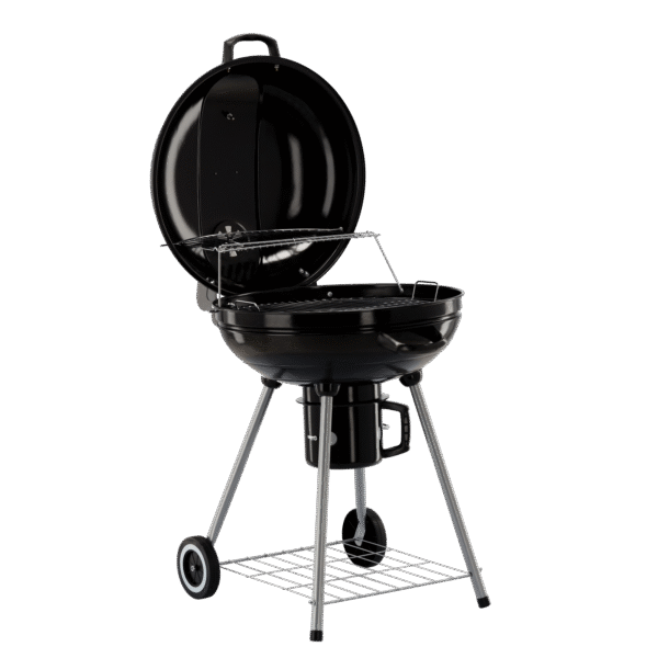 Grill Węglowy Kulisty z Pokrywą, Popielnikiem i Kółkami 66 x 57 x 85 cm