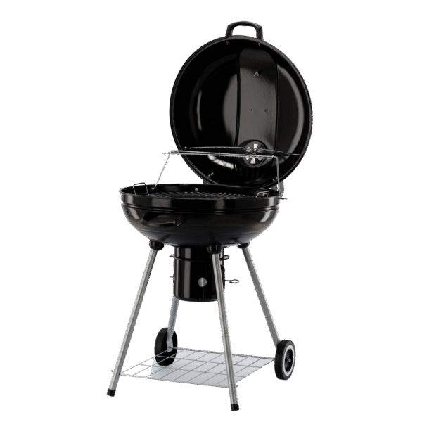 Grill Węglowy Kulisty z Pokrywą, Popielnikiem i Kółkami 66 x 57 x 85 cm