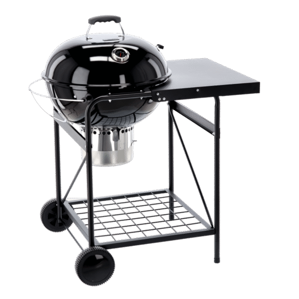 Grill Węglowy Kulisty z Pokrywą i Blatem 90 x 70,5 x 111 cm