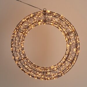 Wieniec świąteczny LED 50 cm – czarny, 720 diod, migające światło, timer