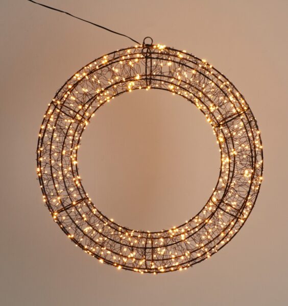 Wieniec świąteczny LED 50 cm – czarny, 720 diod, migające światło, timer