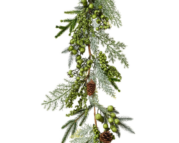 Girlanda Świąteczna 180 cm – Zielone Jagody i Naturalne Szyszki
