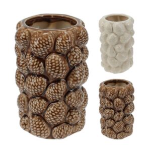 Wazon z Motywem Szyszek 23 cm – Jesienno-Świąteczna Dekoracja | 2 Wzory