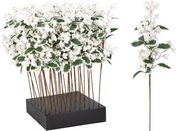 Świąteczny pik dekoracyjny – białe jagódki, 60 cm