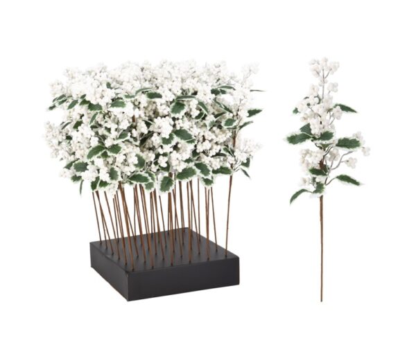 Świąteczny pik dekoracyjny – białe jagódki, 60 cm