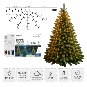 Lampki LED z Pierścieniem 2,2 m – 352 diody, Ciepły Biały