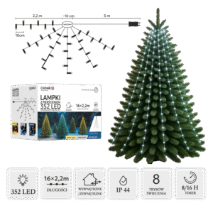 Lampki LED z Pierścieniem 2,2 m – 352 diody, Zimny Biały