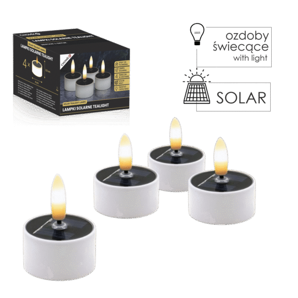 Komplet 4 Lampek Solarnych Tealight