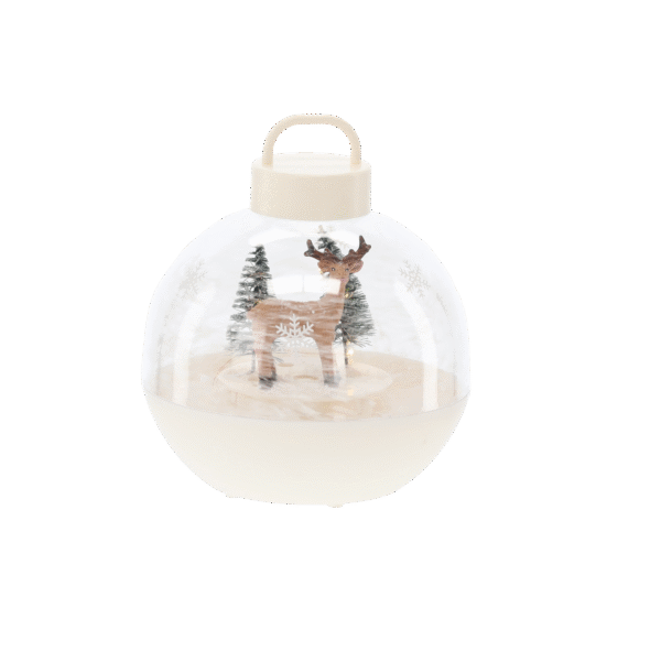 Bombka Bożonarodzeniowa LED z Pozytywką – Renifer, 15×15×17 cm, Biała