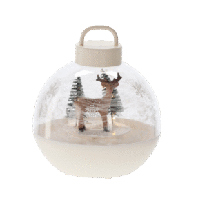 Bombka Bożonarodzeniowa LED z Pozytywką – Renifer, 15×15×17 cm, Biała