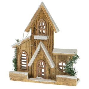 Drewniany domek dekoracyjny bożonarodzeniowy rustykalny LED 21x5x24 cm