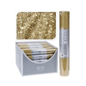 Złoty brokatowy bieżnik w rolce – elegancka dekoracja stołu 28×250 cm