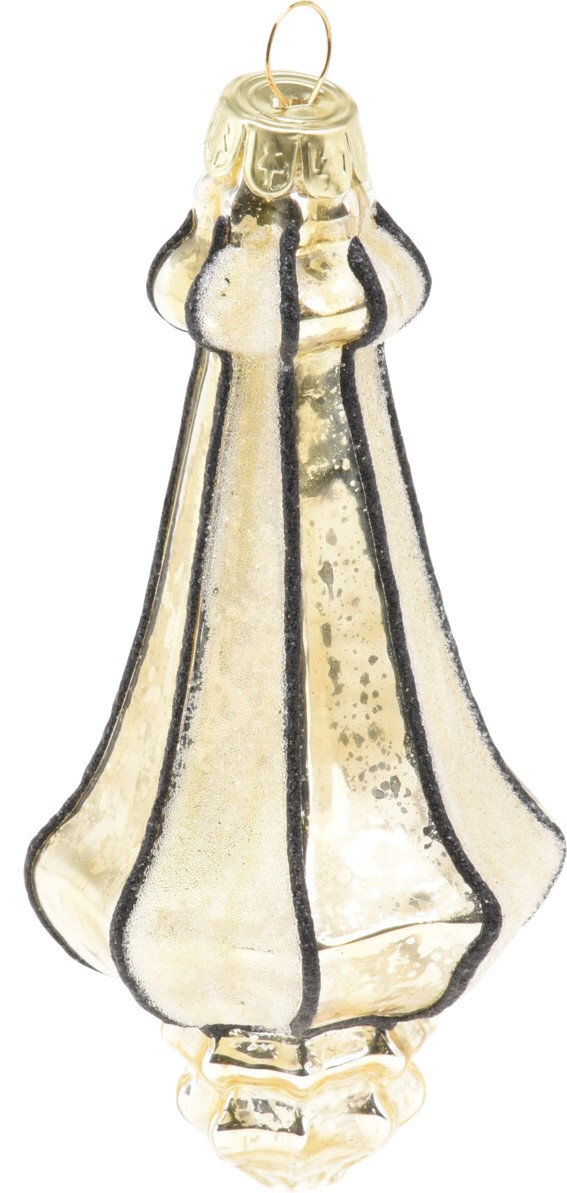 Szklana bombka ornament 16 cm – złota ozdoba świąteczna choinkowa