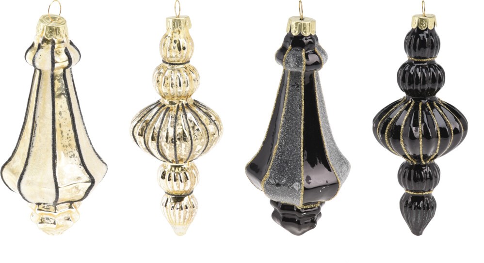 Szklana bombka ornament 16 cm – złota ozdoba świąteczna choinkowa