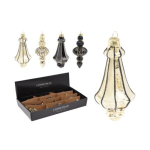 Szklana bombka ornament 16 cm – złota ozdoba świąteczna choinkowa