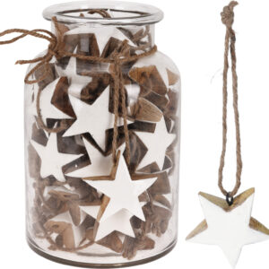 Drewniana zawieszka gwiazdka świąteczna dekoracja choinkowa naturalna