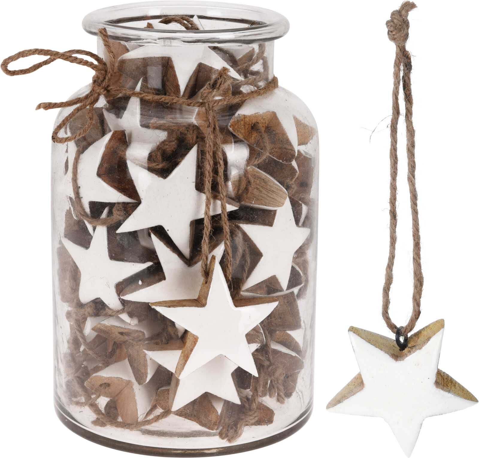 Drewniana zawieszka gwiazdka świąteczna dekoracja choinkowa naturalna