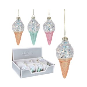 Plastikowa zawieszka na choinkę – pastelowy lodowy rożek