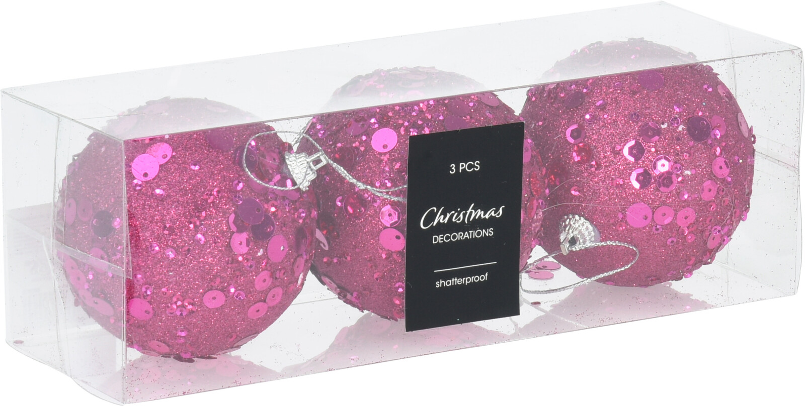 Zestaw 3 brokatowych bombek – różowe lub niebieskie świąteczne ozdoby 8 cm