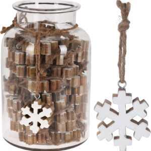 Drewniana zawieszka śnieżynka świąteczna dekoracja choinkowa naturalna