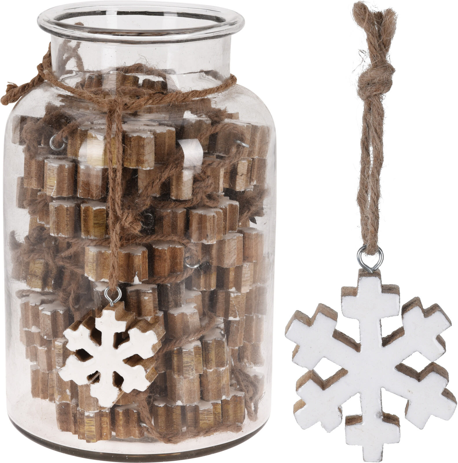 Drewniana zawieszka śnieżynka świąteczna dekoracja choinkowa naturalna