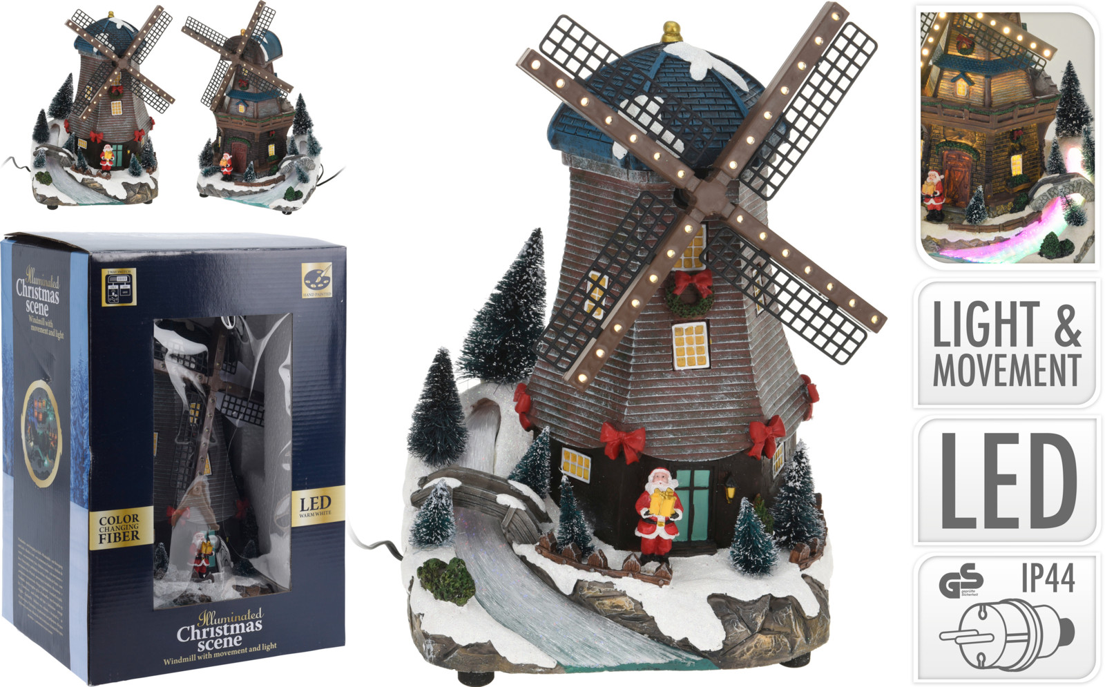 Wiatrak LED świąteczny żywiczny – dekoracja z efektami świetlnymi